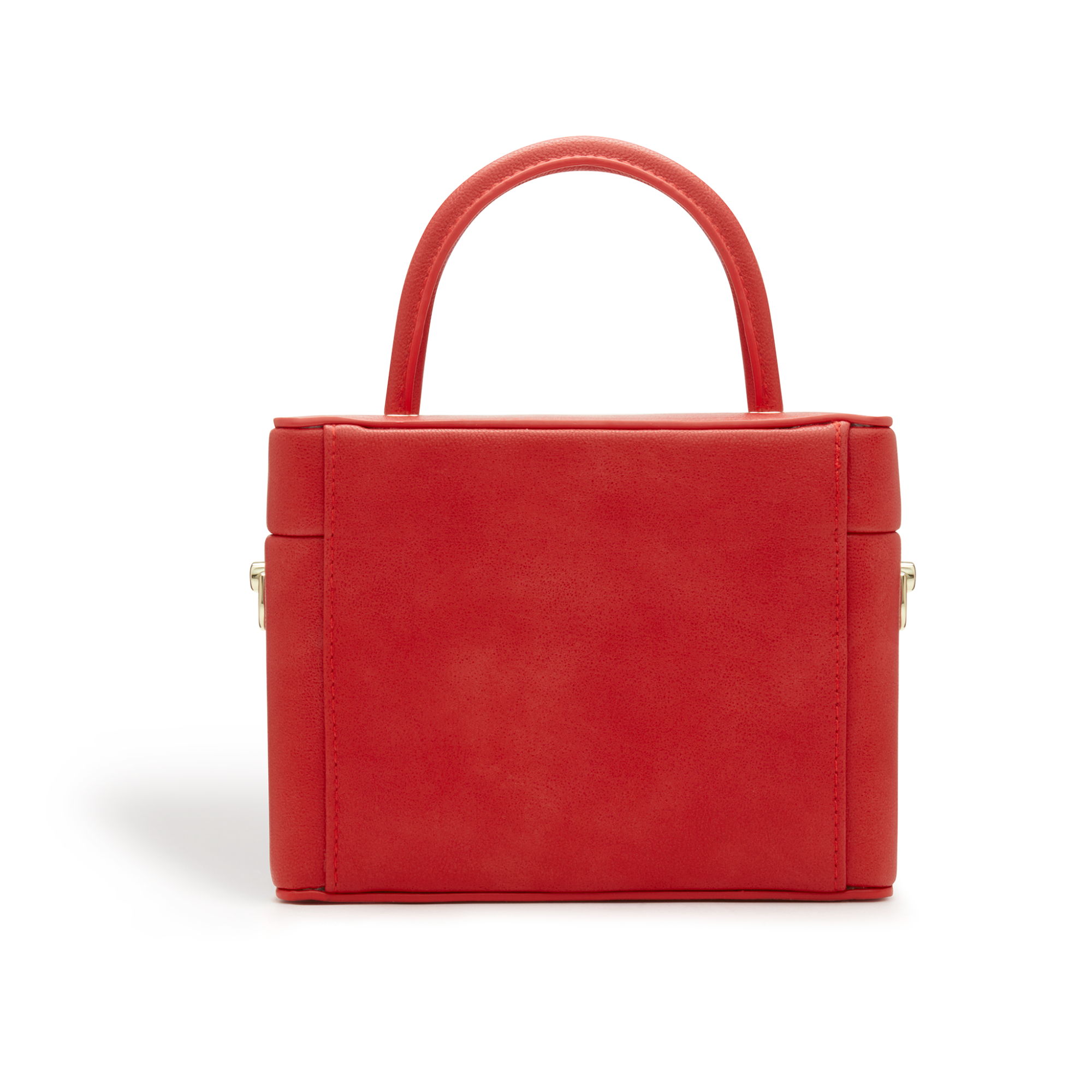 Mae Red Vegan Crossbody Satchel featuring custom hardware and a stylish design, perfect for any occasion.